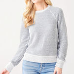 Faherty  Whitewater Textured Sweatshirt Womens L Blue Herringbone Organic Comfort Photo 0