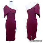 Dress the Population  NWT One Shoulder Bow Bodycon Tiffany Dress  Magenta Size S Photo 2