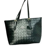 London Fog , Black Woven Tote Bag with Gold Hardware Casual Handbag Photo 0
