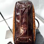 Madi Claire Vintage Faux Reptile Embossed Two Way Bag with‎ Marigold interior Brown Photo 9