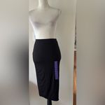 matty m  Black Pull On Stretchy Straight Pencil Midi Skirt Size XS NWOT Photo 1