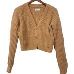 Hollister Junior Open Knit Cropped Sweater Cardigan Brown Size XS 3 Buttons Y2K Photo 1