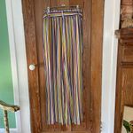 Soft Surroundings  Palisades Wide Leg Rainbow Stripe Belted Flowy Pants Sz M Photo 4