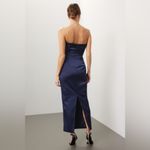 Ronny Kobo Pradova Navy Blue Strapless Rosette Formal Dress Large Photo 3