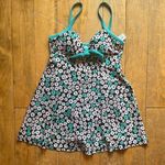 Floral Patterned Swim Dress 10 NWT Black Photo 0