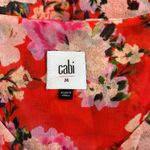 CAbi Women's Red Floral V-Neck Ruffled Cold Shoulder Top Career Casual Size M Photo 3