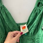 Farm Rio Monstera Eyelet Green Tiered Dress S Photo 8
