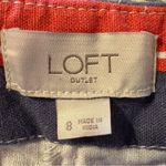 Loft  Linen Blend Striped Belted Shorts Women’s Sz 8 Breathable Red Blue White‎ Photo 4