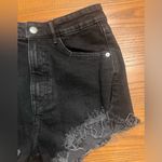 ZARA  Black Denim High‎ Waist Distressed Ripped Frayed Jean Shorts Size 4 Photo 1