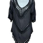 Dreamers  Boho Crochet Gray Top size L Photo 0
