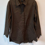 Christian LaCroix NWT  brown button up shirt with embroidered flowers size m Photo 0