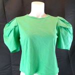 ZARA size Large green Voluminous Ruffled balloon short Sleeve top Photo 0