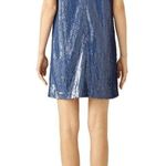 Carmen Marc Valvo Denim Sequin Shift Denim Blue Womens 8 Photo 3