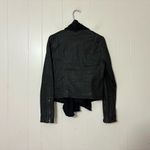 Free People  Black Drape Coated Denim Knit Moto Jacket Size 4 Photo 5