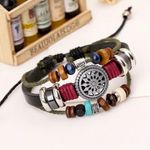 Unique Wooden Beads Wrist Cuff‎ Link Braided Leather Couple Decorative Bracelet Photo 6