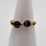 Gold Tone & Tiger's Eye Bead Ring (3) Photo 0