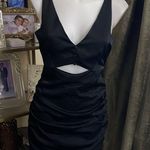 ZARA  SATIN EFFECT CUT OUT DRESS BLACK NWOT Photo 4
