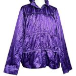 Laura Ashley  Retro Purple Snake Embossed Metallic 80’s Ruffle Jacket Lined Sz L Photo 0