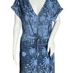 H&M Desmond & Dempsey X Dress Womens XS Blue Tropical Linen Blend Preppy Coastal Photo 0