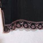 Willi Smith Elegant Black Silk Skirt with Pink Embroidery Beading Y2k Feminine 8 Photo 1