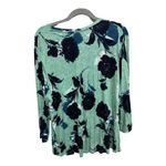 Croft & Barrow  Teal Blue Floral Long Sleeve VNeck Top Size XL Casual Whimiscal Photo 3
