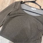 BP . Scoop Crop Long Sleeve Thick Knit Brown Dot Top size Medium Photo 5