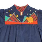 Appel VTG 80s 90s whimsical bears cabincore warm and cozy long zip house robe M Blue Size M Photo 2