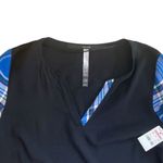 Kensie Women's Black Blue Plaid Accent Split Neck Popover Tunic Top Size XS Photo 5