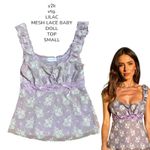 y2k vtg. Lilac floral lace baby doll tank top blouse small. Purple Photo 1