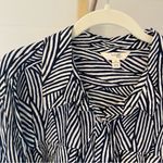 Terra & Sky  Plus Size Navy Blue Stripe Mini‎ Shirt Dress Photo 3