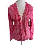 Jones New York  Silk Blend Bright Pink Paisley‎ Size Medium Cardigan Sweater NWT Photo 1