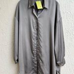 Glamorous gray silky oversized button down shirt size 4 Photo 0