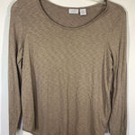 Sigrid Olsen Women's Taupe Marled Hi Lo Long Sleeve Tunic T-Shirt Size Large Photo 0