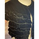 Apostrophe  Vest Velour Black Career Over Cropped Silk Gothic Boho Artsy Ruffle Photo 1