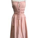 Sim & Sam  Pink Milkmaid Maxi Dress Linen Blend Cottagecore Size XS Photo 0