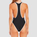 Volcom Coco Contrast Black White One Piece Swimsuit Womens S Cheeky Razor Back Photo 1
