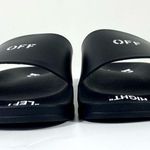 Off-White Printed Logo Pool Slides Sandals Size 37 EU 7 US Black White NEW Photo 6