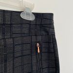 Ivanka Trump  Slim Ankle Pant Dark Gray Black Navy Plaid Ponte Pull On Crop Work Photo 4