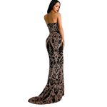 Miss Ord Formal Evening Gown Womens XL Black Gold Strapless Sequin Mermaid Dress Photo 1
