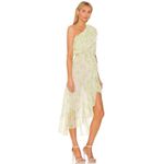 MISA Los Angeles Rumi One Shoulder Midi Dress Green White Honeydew Blossom Small Photo 2
