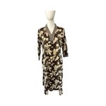 Max Brown Cream Floral Tunic Dress Size M/L Boho India Made Kurta Style Black Size M Photo 3