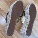 Michael Kors KORS Gold Leather Criss Cross Platform Wedge Espadrille Sandals 9.5 Photo 8