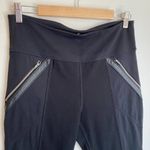 Athleta  Ponte Luxe Legging Black‎ Faux Leather Moto Zip Size Large Photo 2