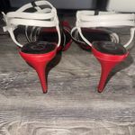 Calvin Klein Women's Sandals - Black, White, and Red Photo 2