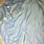 Standard Grace Shiny Denim Look Boho Off The Shoulder Top w/Butterflies Photo 3