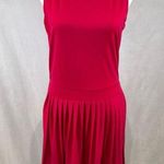 Cynthia Rowley  dark pink dress with leather detail and pleated skirt size medium Photo 0