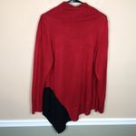 Calvin Klein Women’s Cowl Neck Asymmetric Handkerchief Hem Red Black Sweater Photo 4