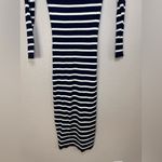 Caroline Constas New York Navy Blue White Striped Maxi Sweater Dress Small Photo 4