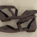 Dr Scholls Womens Grey Suede Ankle Strap Ballet Flats Memory Foam Cool Fit Shoes Gray Size 7 Photo 0