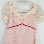 Lorrie Deb Vintage Union Made Cottagecore Coquette Floral Lace Dress Size 9 10 Pink Photo 2